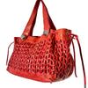 SAC CABAS VINTAGE EN CUIR TRESSÉ ROUGE - ABRO ( MODÈLE RARE )