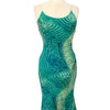 Robe à Fines Bretelles et Motifs Psychédéliques Turquoise / Vert — taille 36/38 — Pièce Vintage