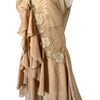 Robe Style Lingerie en Mousseline Beige — 34/36 (XS/S) — Dentelle, Strass & Dos Corset — Style Coquette / Fairycore Y2K