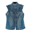 Veste vintage sans manches en jean style officier – Taille 36/38