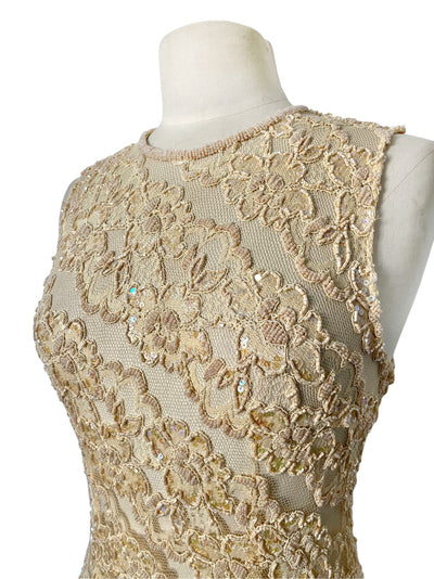 Top de cérémonie vintage brodé de perles et sequins — (Chiné en Italie) — taille 36/38