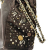 Grand sac bi-matière cuir & denim clouté — Très bon état — Format XL