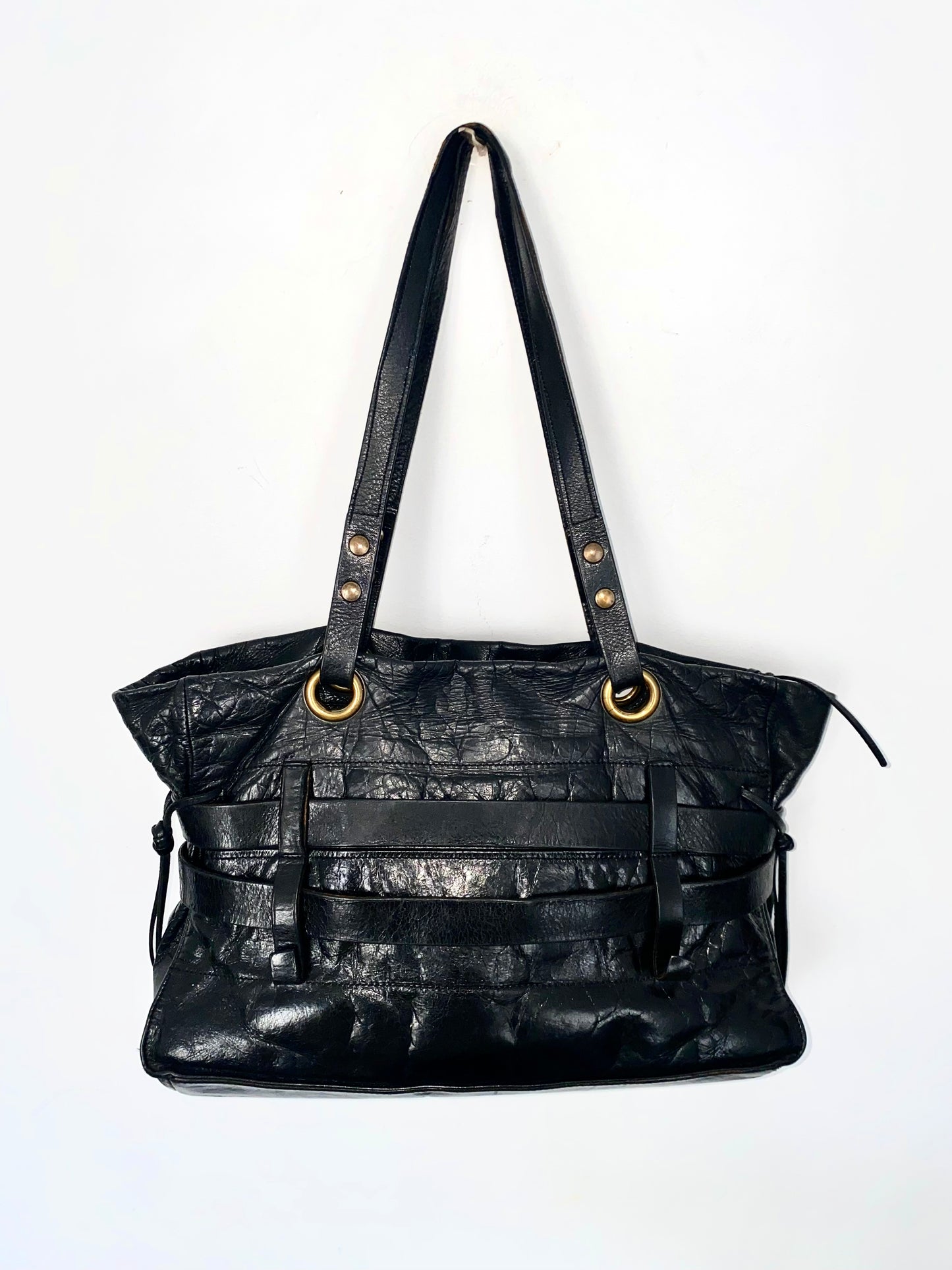 Sac à main cabas en cuir véritable noir ( SOLD OUT )