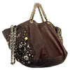 Grand sac bi-matière cuir & denim clouté — Très bon état — Format XL