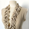 Top vintage sans manches beige taupe à volants – Taille 42