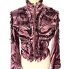Veste Courte Satin Violet Style Whimsigoth & Détails Effilochés — T. 38 (M) — Made in Italy