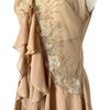 Robe Style Lingerie en Mousseline Beige — 34/36 (XS/S) — Dentelle, Strass & Dos Corset — Style Coquette / Fairycore Y2K