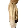 Blouson Aviateur Vintage Cuir Beige Patiné Col XXL — T. 40/42 (46 IT) — Made in Italy