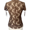 Top Vintage En Dentelle Marron & Biais Satinés — (Made In Poland) — Taille L/40