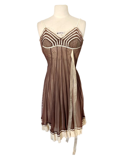Robe midi vintage en tulle & biais froncés — (made in italy) — taille 36