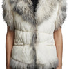 Gilet Afghan sans manches - Doudoune vintage blanche & fausse fourrure - 40/42