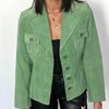 Veste vintage en cuir véritable vert clair – Taille 40