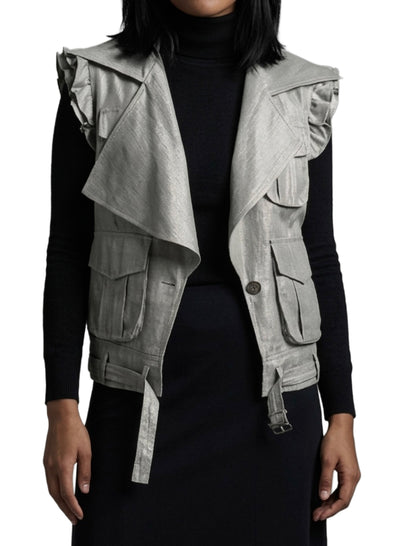 Gilet sans manches style "Perfecto" en lin irisé — taille 38