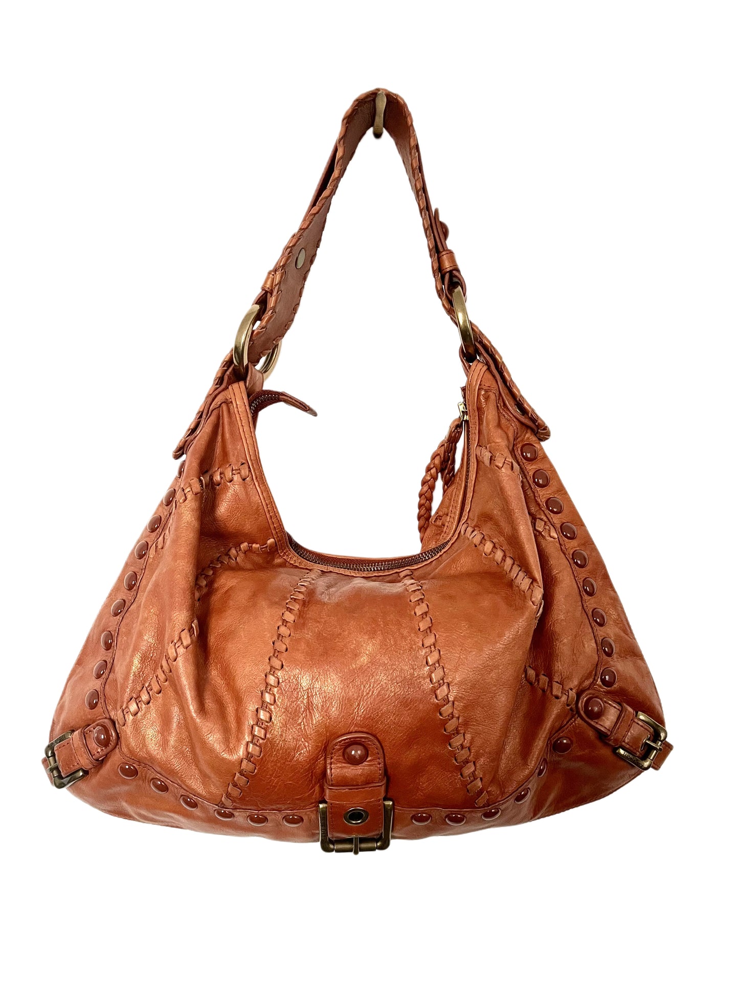 SAC HOBO VINTAGE EN CUIR TRAVAILLÉ - ISABELLA FIORE ( MODÈLE RARE )