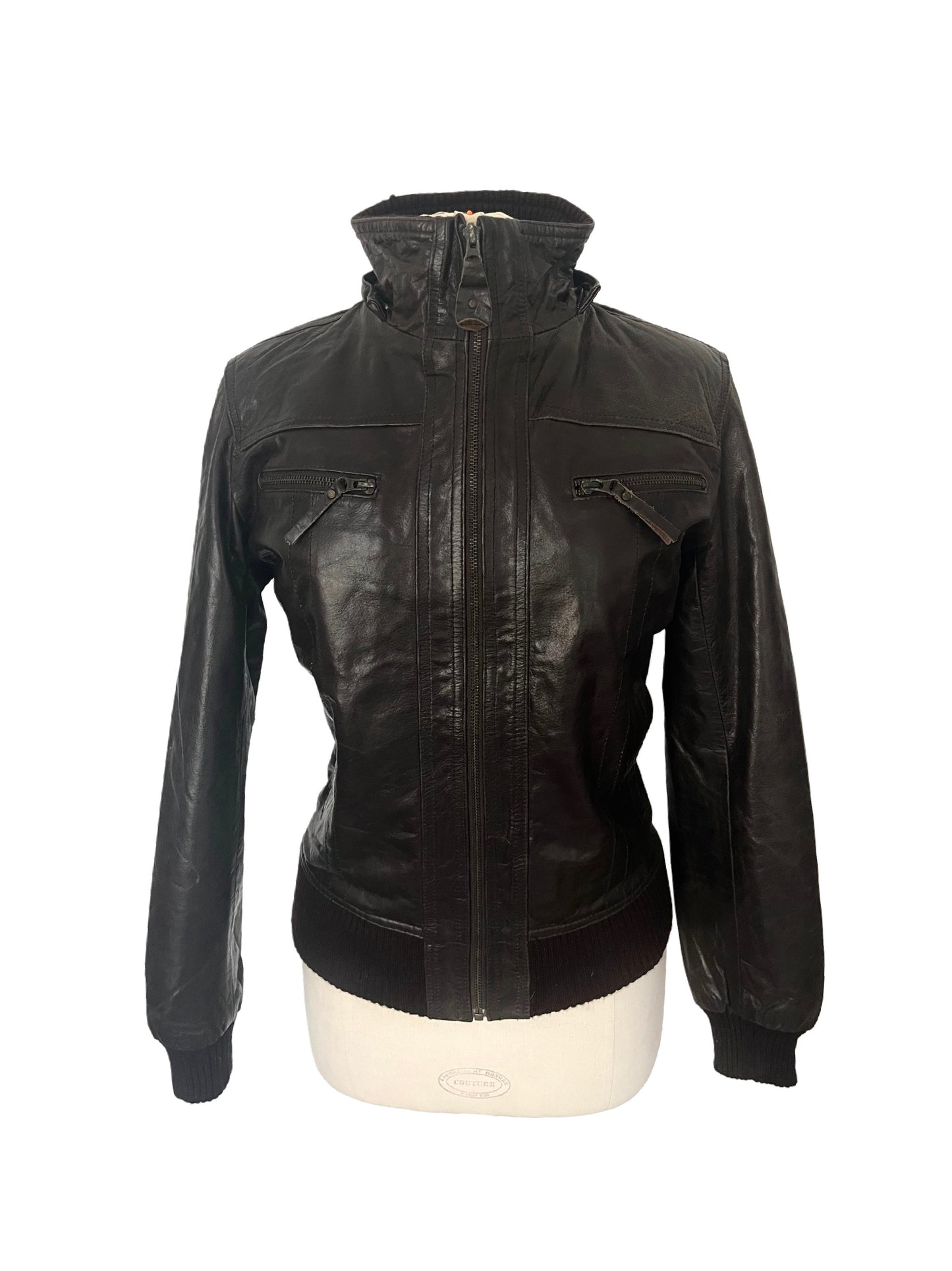 JASON - Blouson vintage en cuir véritable marron – Taille XL