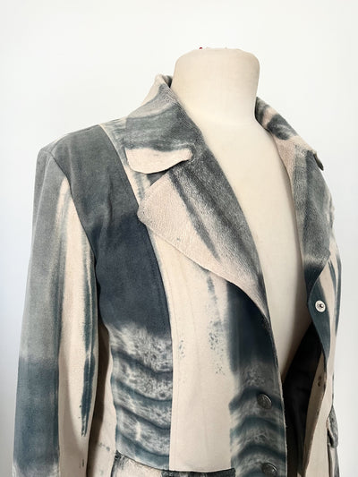 Veste légère effet peau de pêche tie & dye bleu jean