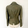 Veste vintage en cuir kaki coupe caban cintré – Taille 40/42