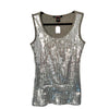 Top sans manches années 2000 à sequins argentés – Taille 38/40