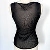 Top vintage en mesh noir brodé sequins et perles – Taille L/40