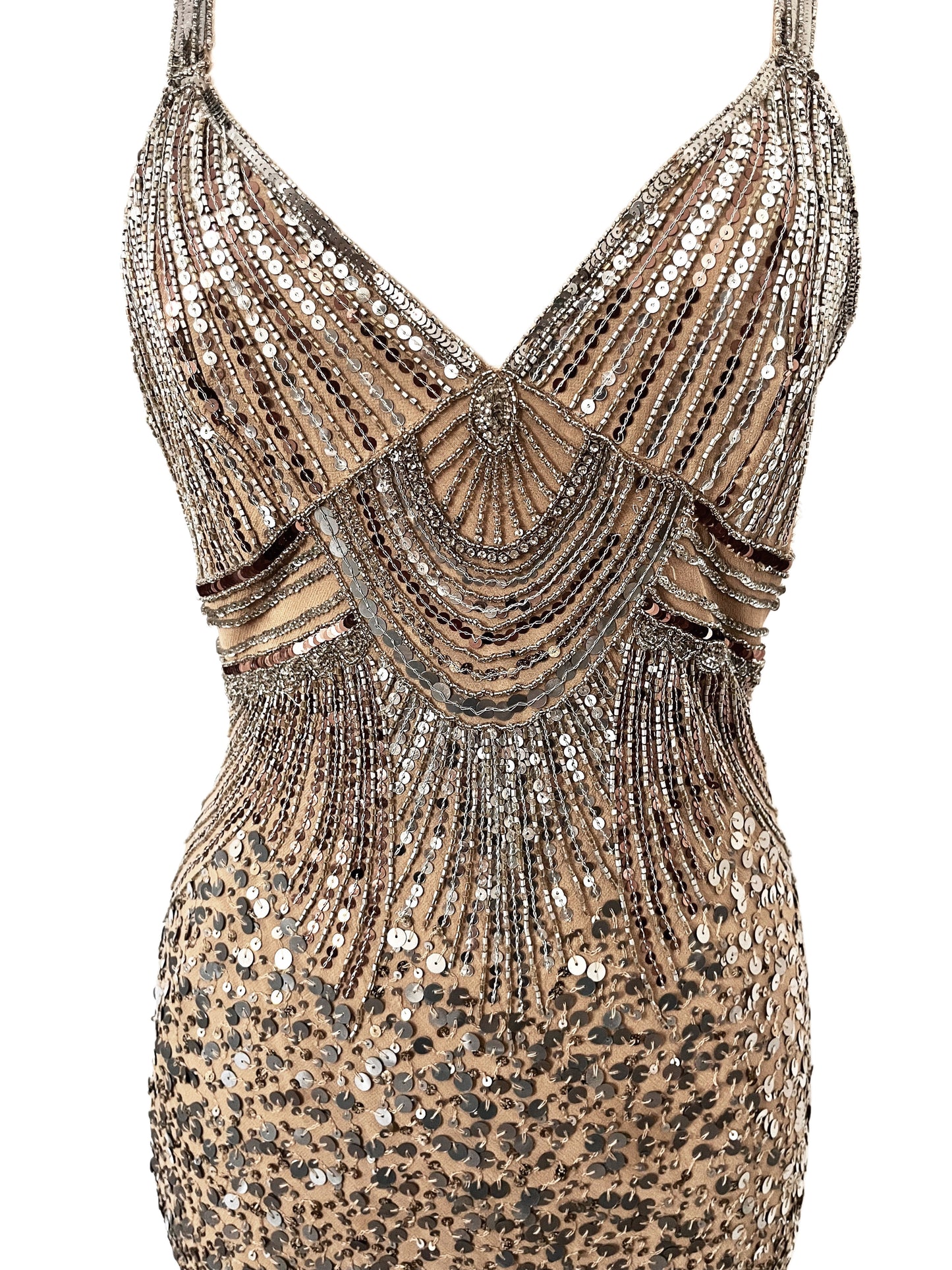 Robe de soirée vintage perlée & sequins – Éclat Rétro – Taille 42