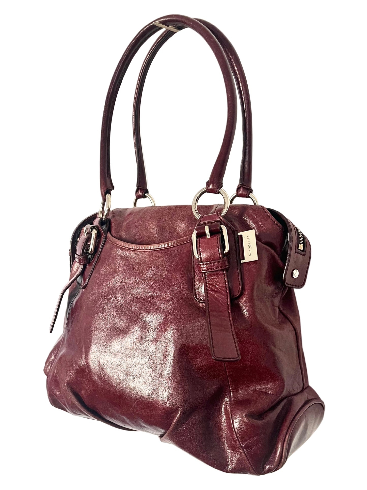 SAC À MAIN VINTAGE EN CUIR BORDEAUX - NANNINI