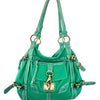 Sac à Main Fourre-Tout en Cuir Vert Turquoise — Format Medium — Style Vintage / Bohème