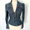 Veste en jean vintage cintrée à épaules bouffantes – Taille 38
