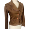 Veste Blazer Vintage Marron Glacé Cintrée à Biais Froncés  — taille 38/40 — coquette / boho chic