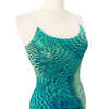 Robe à Fines Bretelles et Motifs Psychédéliques Turquoise / Vert — taille 36/38 — Pièce Vintage