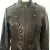 Veste vintage en cuir véritable marron style officier – Taille 40