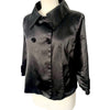 VESTE VINTAGE CABAN COURT EN SATIN NOIR - (MADE IN SPAIN) - TAILLE 38/40