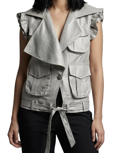 Gilet sans manches style "Perfecto" en lin irisé — taille 38