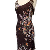 Robe Mi-Longue Fluide et Asymétrique — 38 FR (M) — Imprimé Fleuri Chocolat — Style Romantique Y2K