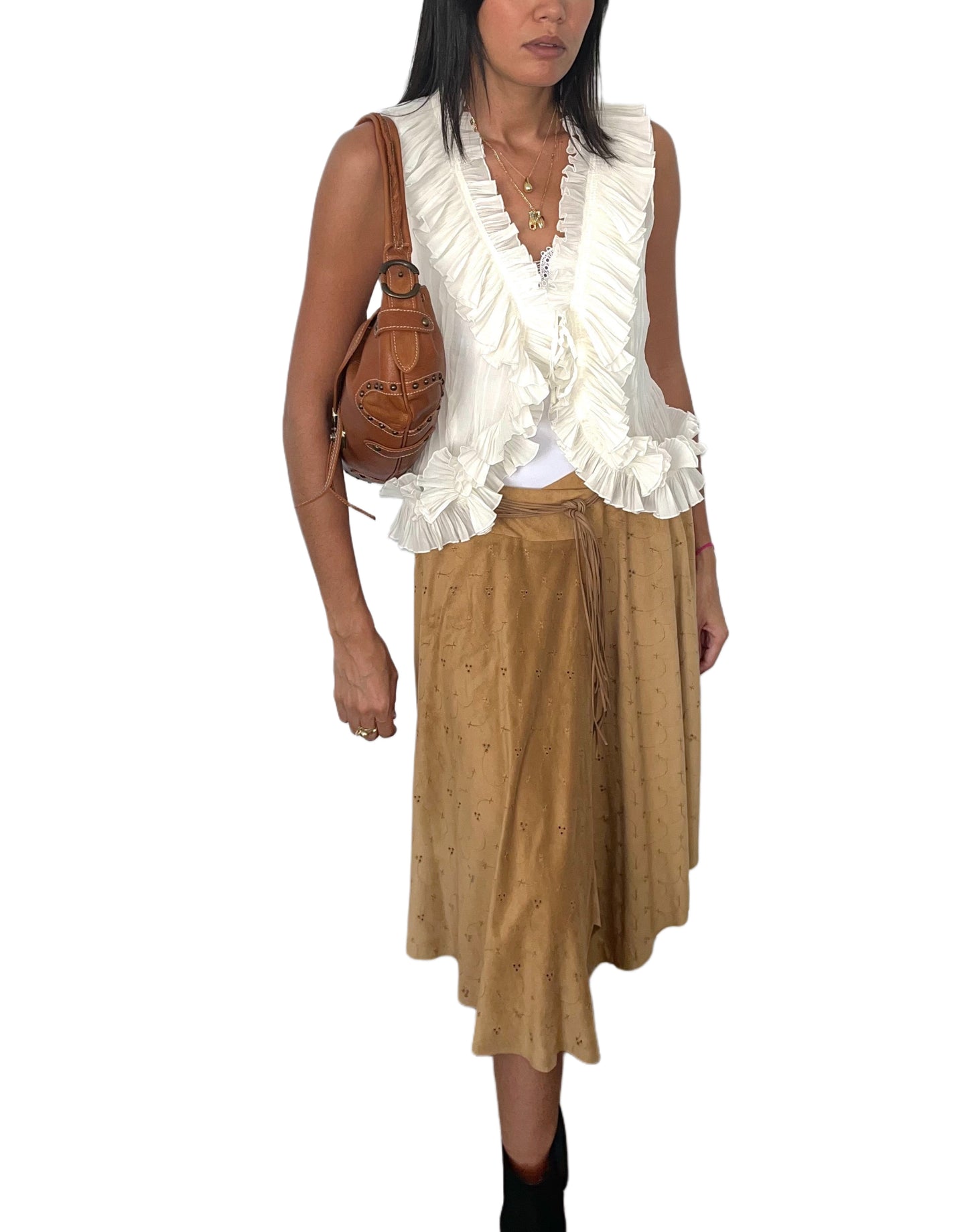Jupe vintage asymétrique "Peau de Pêche" – Made in Italy – Taille 40