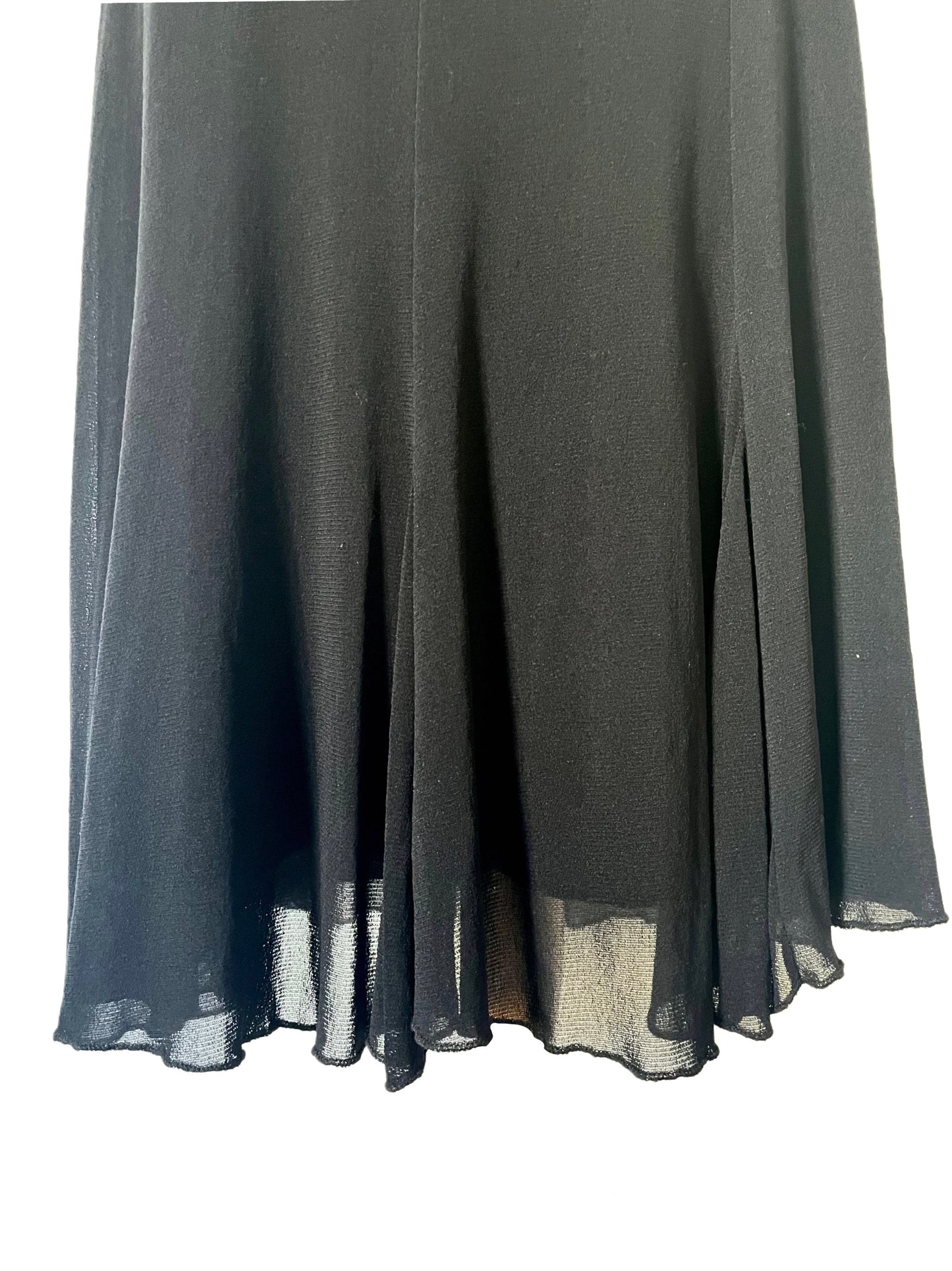 Jupe Mi-Longue Mesh Noir à Volants - Made in Italy - Taille 38 à 44
