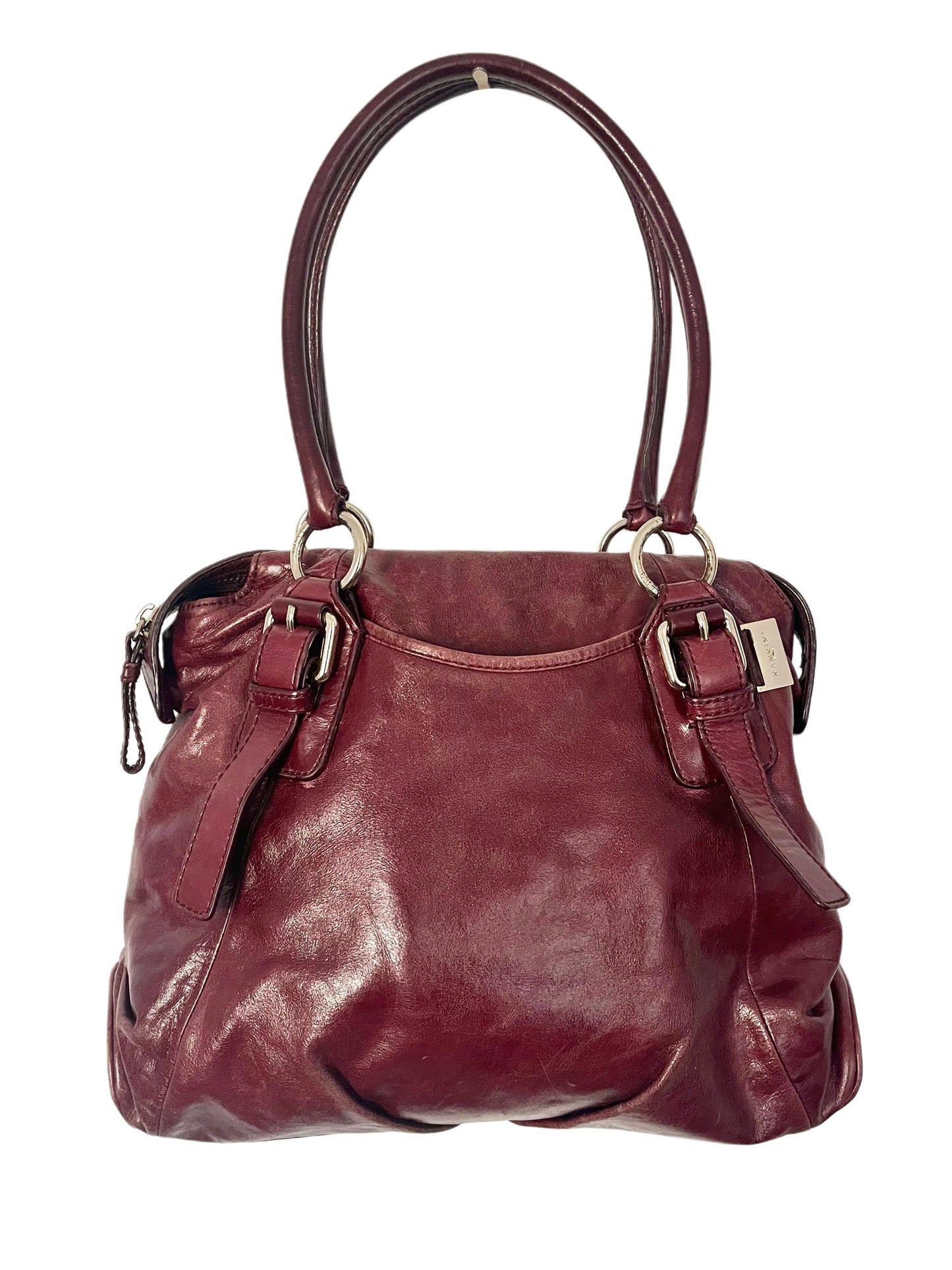 SAC À MAIN VINTAGE EN CUIR BORDEAUX - NANNINI