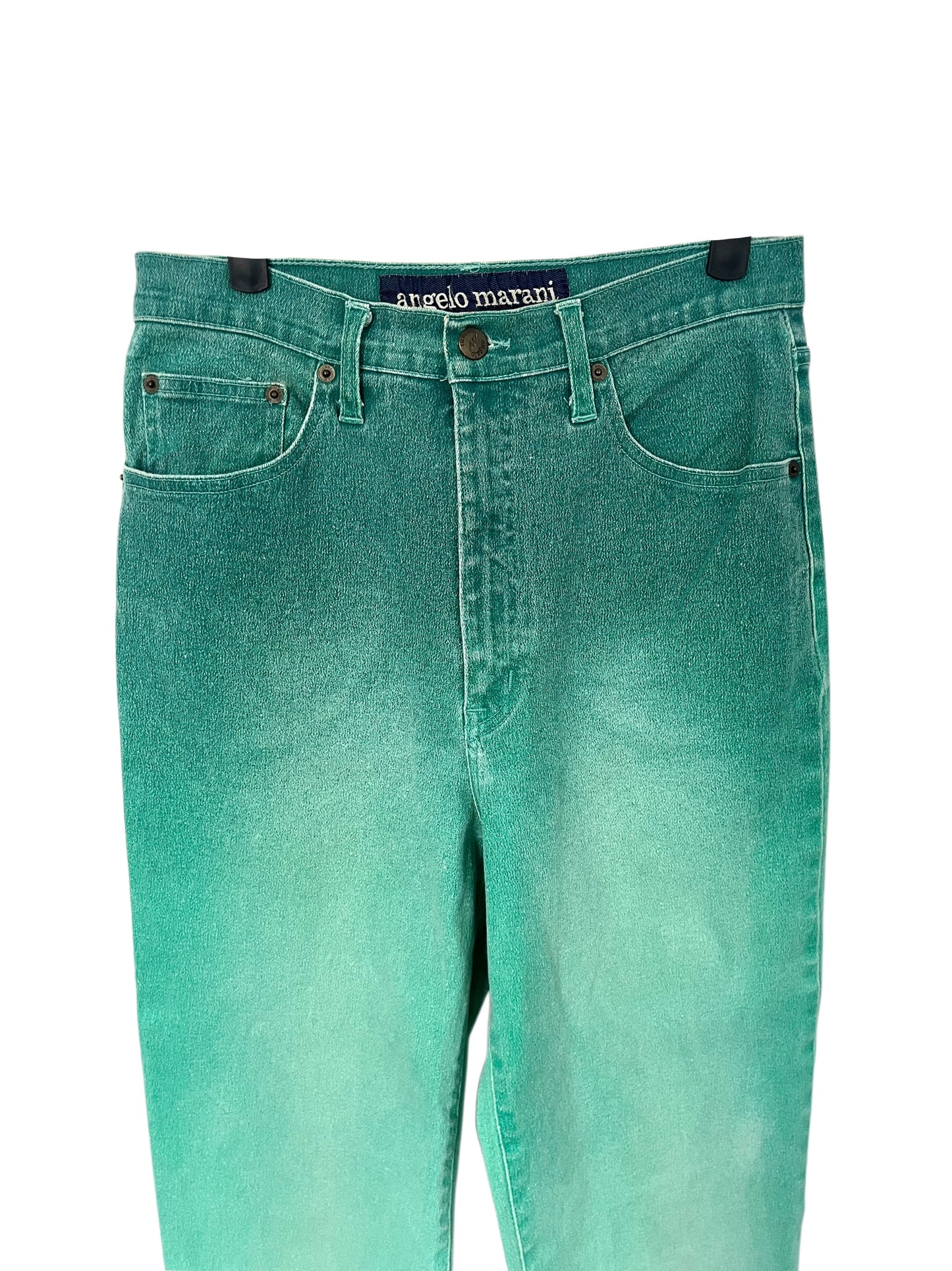Jean Taille Haute à Effet Dégradé Turquoise — taille 38/40 — Pièce Vintage d'Italie