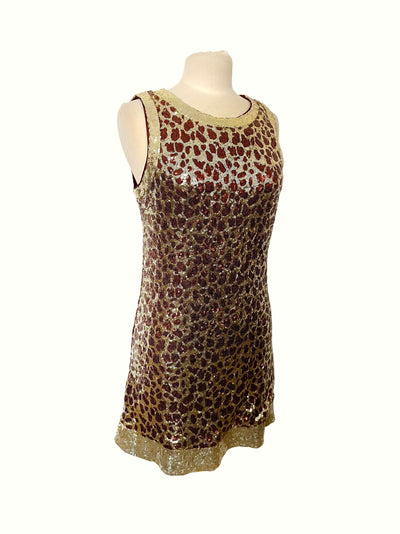 Robe vintage habillée à sequins motif léopard – parfait état – T38