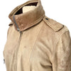 Blouson Aviateur Vintage Cuir Beige Patiné Col XXL — T. 40/42 (46 IT) — Made in Italy