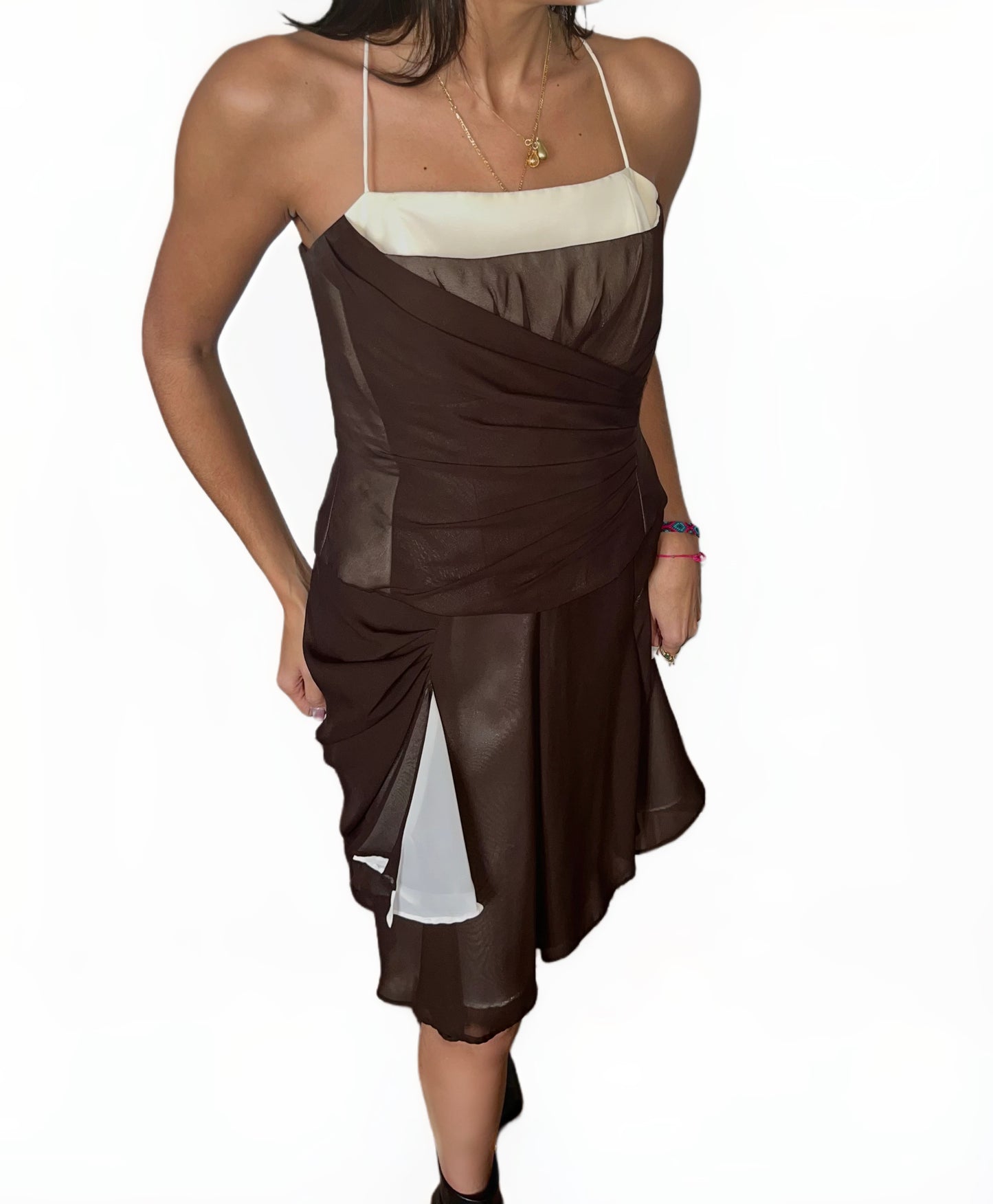ENSEMBLE DE CÉRÉMONIE VINTAGE (TOP + JUPE) — TAILLE 40