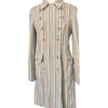 Manteau Long Léger à Rayures Pastel et Col Structuré — taille 38/40 — bohème chic / créateur