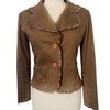 Veste Blazer Vintage Marron Glacé Cintrée à Biais Froncés  — taille 38/40 — coquette / boho chic