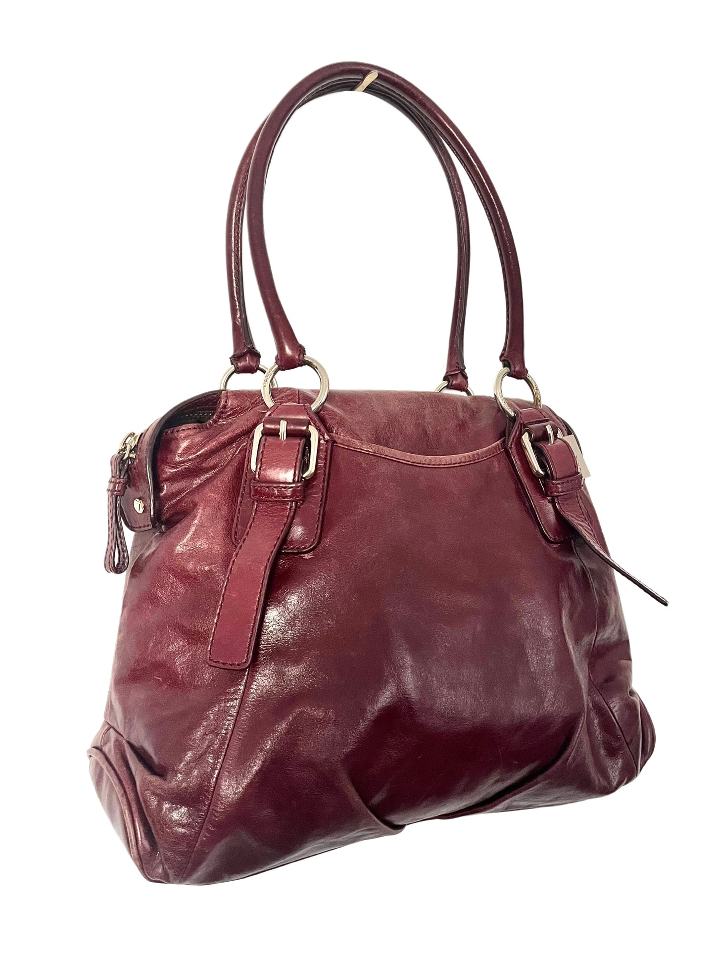 SAC À MAIN VINTAGE EN CUIR BORDEAUX - NANNINI