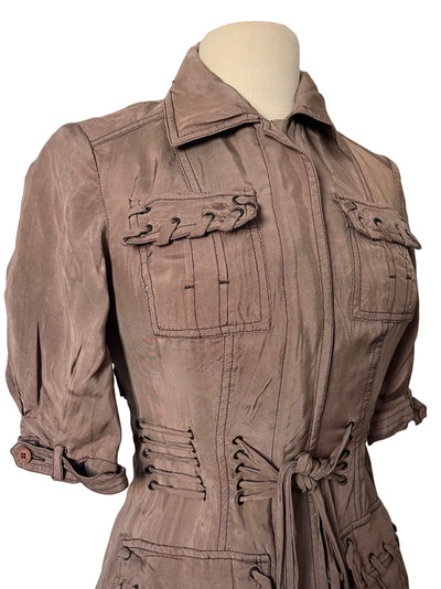 Chemisier Long Vintage Style Saharienne À Lacets — (Made In Italy) — Taille 36/38