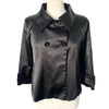 VESTE VINTAGE CABAN COURT EN SATIN NOIR - (MADE IN SPAIN) - TAILLE 38/40